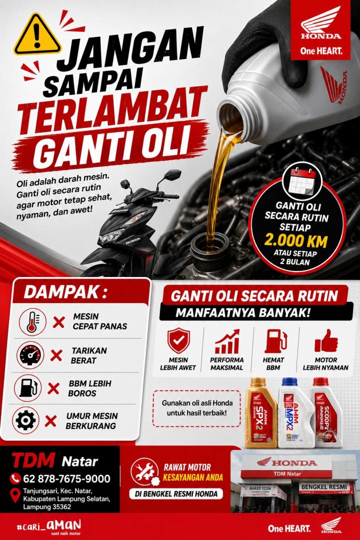 Jangan Sampai Terlambat! Ini Dampak Buruk Sering Menunda Ganti Oli Motor !